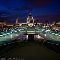 Buy canvas prints of St. Paul's Cathedral and Millenium Bridge in London at night, in England by Luis Pina