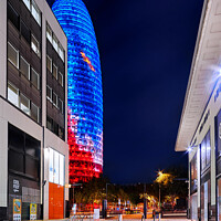 Buy canvas prints of Agbar Tower in Barcelona, Spain at night by Luis Pina