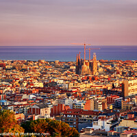 Buy canvas prints of Barcelona City View at sunset in Spain by Luis Pina