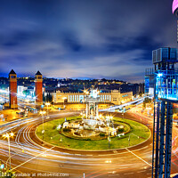 Buy canvas prints of Placa d'Espanya at night in Barcelona, in Spain by Luis Pina