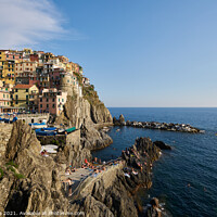 Buy canvas prints of Manarola beach and city view in Cinque Terre, in Italy by Luis Pina