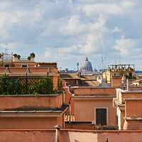 Buy canvas prints of View of the Vatican from a street in Rome between beautiful antique buildings, in Italy by Luis Pina