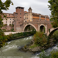 Buy canvas prints of Tiber Island and Fabricio Bridge Rome by Luis Pina