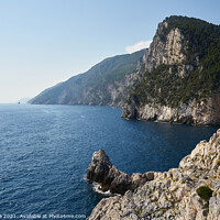Buy canvas prints of View of Saint Peter Church to Grotta di Lord Byron Cave in Portovenere by Luis Pina