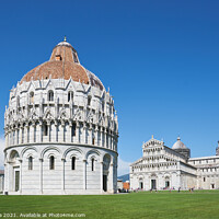 Buy canvas prints of Pisa Cathedral and Pisa Baptistery Battistero di San Giovanni on a sunny day by Luis Pina