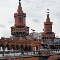 Buy canvas prints of Oberbaum Bridge in Berlin on a cloudy day, in Germany by Luis Pina