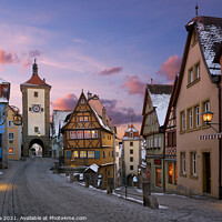 Buy canvas prints of Rothenburg ob der Tauber view of traditional medieval houses at sunset, in Germany by Luis Pina