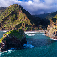 Buy canvas prints of Aerial drone view of Janela Islets in Porto Moniz in Madeira by Luis Pina