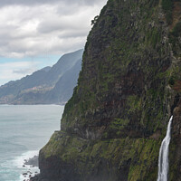 Buy canvas prints of Bridal Veil Falls véu da noiva waterfalls in Madeira, Portugal by Luis Pina