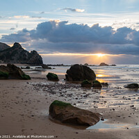 Buy canvas prints of Praia do amado beach at sunset in Costa Vicentina, Portugal by Luis Pina