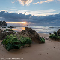 Buy canvas prints of Praia do amado beach at sunset in Costa Vicentina, Portugal by Luis Pina