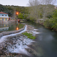 Buy canvas prints of Agroal river fluvial beach with a waterfall and water mill in Portugal by Luis Pina