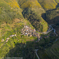 Buy canvas prints of Piodao aerial drone view of schist shale village in Serra da Estrela, Portugal by Luis Pina