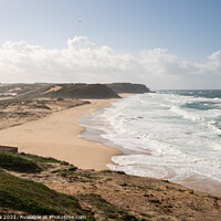 Buy canvas prints of Santa Rita beautiful big and empty beach in Portugal by Luis Pina