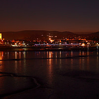 Buy canvas prints of Conway at night pano. by mark baker