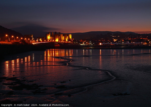 Conway Castle at night. Picture Board by mark baker