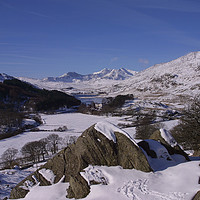 Buy canvas prints of A winter scene in Snowdonia. by mark baker