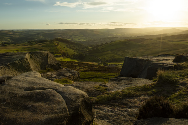 Sunset view of the Peak District National Park Picture Board by Leila Coker