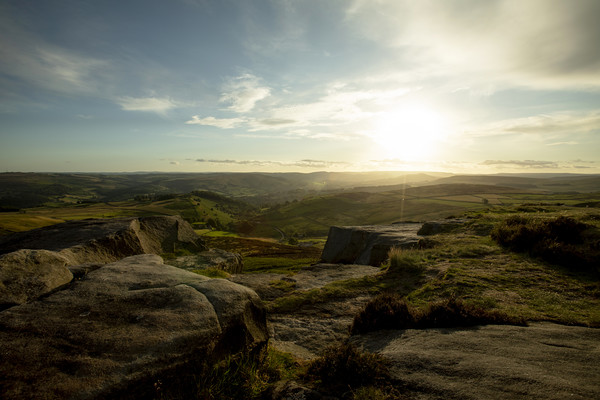 Sunset view of the Peak District National Park Picture Board by Leila Coker
