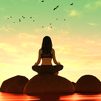 Buy canvas prints of 3d illustration of silhouette woman doing meditati by chainat prachatree