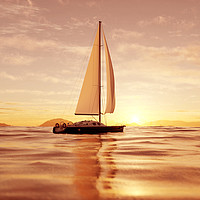 Buy canvas prints of 3d rendering of a sailboat in the ocean by chainat prachatree
