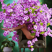 Buy canvas prints of Let it bloom,woman full of flowers,3d rendering	 by chainat prachatree