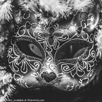 Buy canvas prints of Black White Mask Feathers Mardi Gras New Orleans Louisiana by William Perry