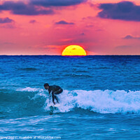Buy canvas prints of Surfer Sunset La Jolla Shores Beach San Diego California by William Perry
