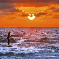 Buy canvas prints of Surfer Sunset La Jolla Shores Beach San Diego California by William Perry