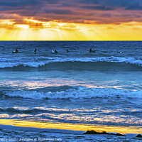 Buy canvas prints of Surfers Sunset La Jolla Shores Beach San Diego California by William Perry