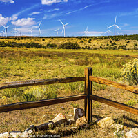 Buy canvas prints of Large Windmill Turbines Fence Wind Farm Project Monticello Utah by William Perry