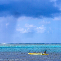 Buy canvas prints of Rain Storm Coming Canoe Blue Water Moorea Tahiti by William Perry
