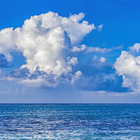 Buy canvas prints of Colorful Large White Rain Cloud Blue Water Moorea Tahiti by William Perry