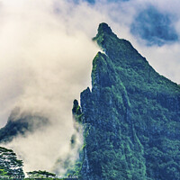 Buy canvas prints of Colorful Clouds Mount Mouapu Shark's Teeth Moorea Tahiti by William Perry