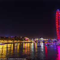 Buy canvas prints of Big Eye Ferris Wheel Thames River Westminster Bridge London Engl by William Perry