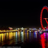 Buy canvas prints of Big Eye Ferris Wheel Thames River Westminster Bridge London Engl by William Perry