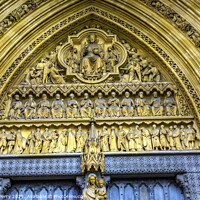 Buy canvas prints of Mary Statue Door Facade Westminster Abbey London England by William Perry