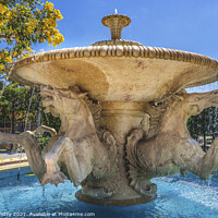 Buy canvas prints of Memorial Fountain Town Hall Palm Beach Florida by William Perry