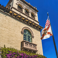 Buy canvas prints of Flags Flowers Town Hall Palm Beach Florida by William Perry
