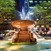 Buy canvas prints of Fountain Bryant Park New York City Night by William Perry