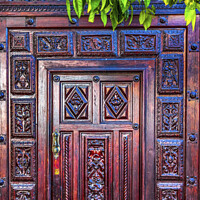 Buy canvas prints of Colorful Wooden Door Santa Cruz Garden District Seville Spain by William Perry