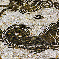 Buy canvas prints of Ancient Horse Serpent Mosaic Italica Roman City Seville Andalusi by William Perry