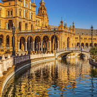 Buy canvas prints of Plaza de Espana Square Reflection Seville Spain by William Perry