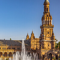 Buy canvas prints of Tower Fountain Plaza de Espana Square Seville Spain by William Perry