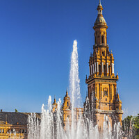 Buy canvas prints of Tower Fountain Plaza de Espana Square Seville Spain by William Perry