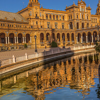 Buy canvas prints of Plaza de Espana Square Reflection Seville Spain by William Perry