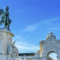 Buy canvas prints of King Jose Statue Rua Augusta Arch  Commerce Square  Lisbon Portu by William Perry