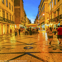Buy canvas prints of Rua Augusta Evening Walking Shopping Street Baixa Lisbon Portuga by William Perry
