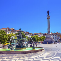 Buy canvas prints of Column Pedro IV Fountain Rossio Square Lisbon Portugal by William Perry