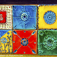 Buy canvas prints of Colorful Ceramic Tiles Souvenirs Handicrafts Lisbon Portugal by William Perry